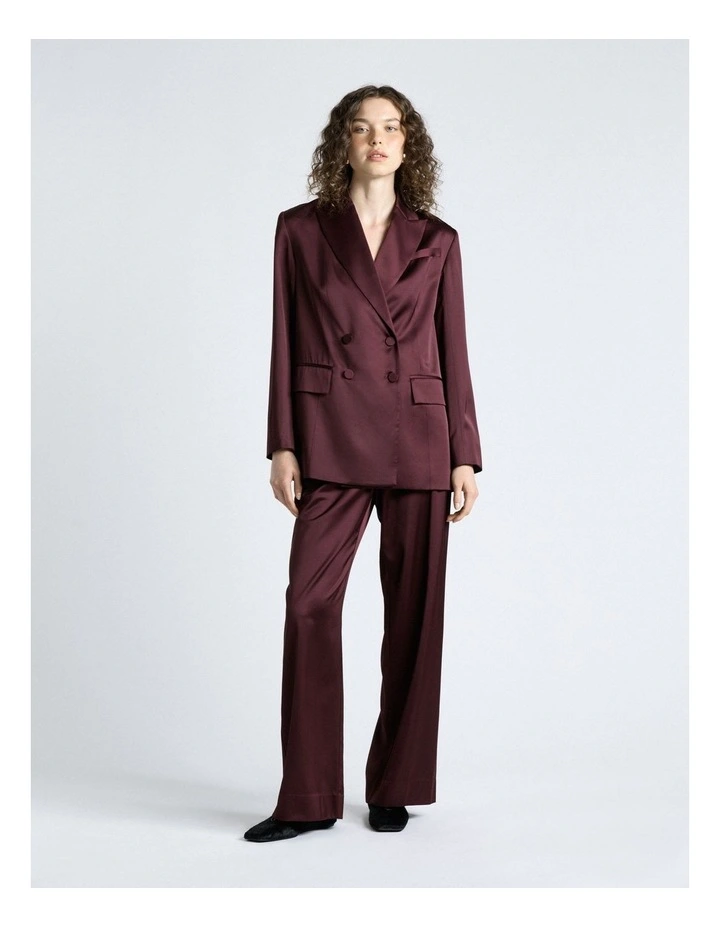 Matte Satin Viscose Wide Leg Pant in Red image 5