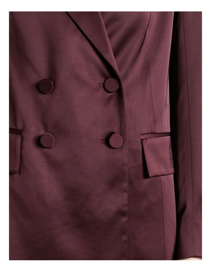 Matte Satin Viscose Double Breasted Blazer in Red image 3