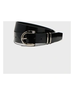 Patent Leather Boyfriend Belt in Black