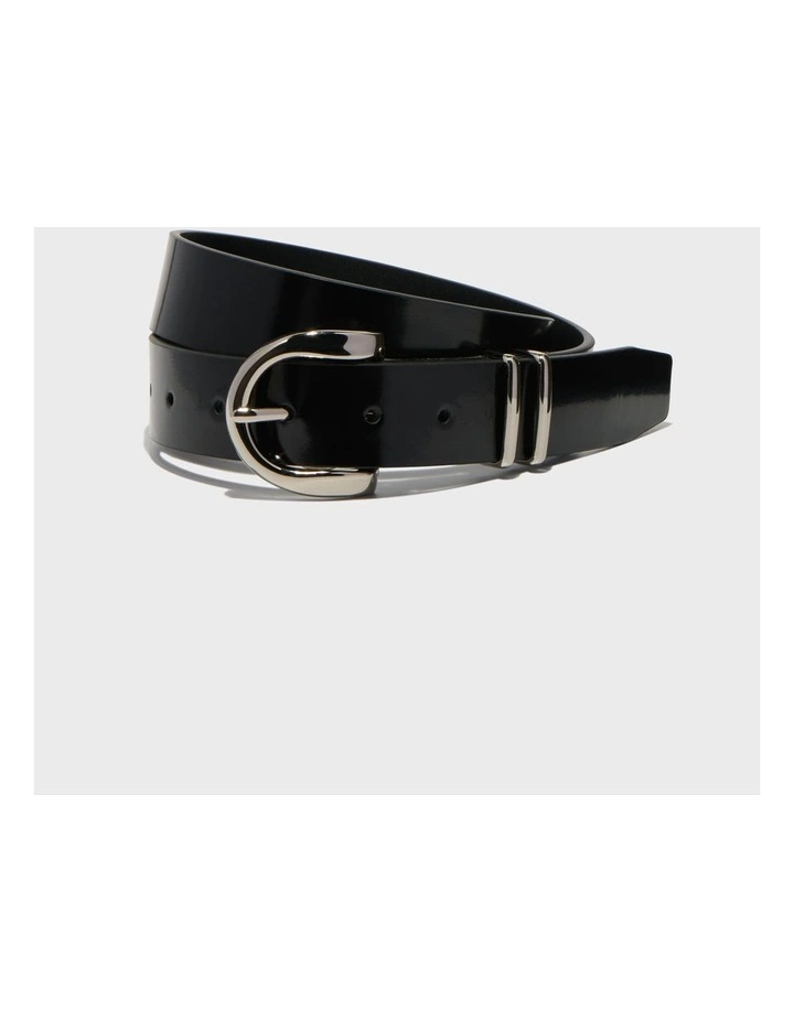 Patent Leather Boyfriend Belt in Black image 1