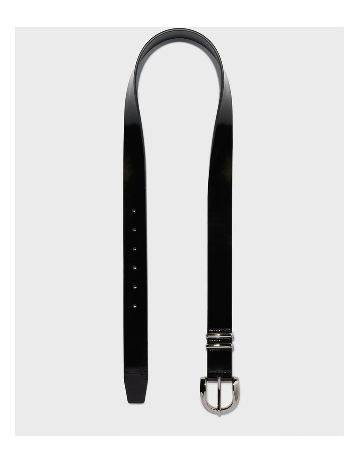 Patent Leather Boyfriend Belt in Black image 2