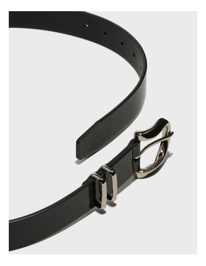 Patent Leather Boyfriend Belt in Black image 3