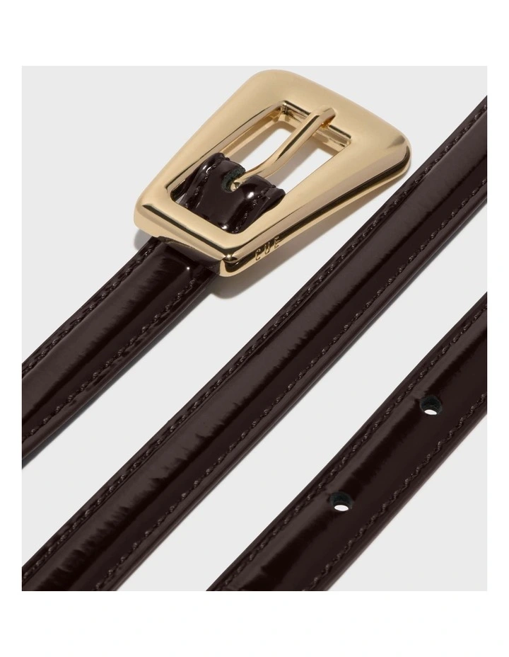 Coffee Bean Oversized Buckle Patent Leather Belt image 3