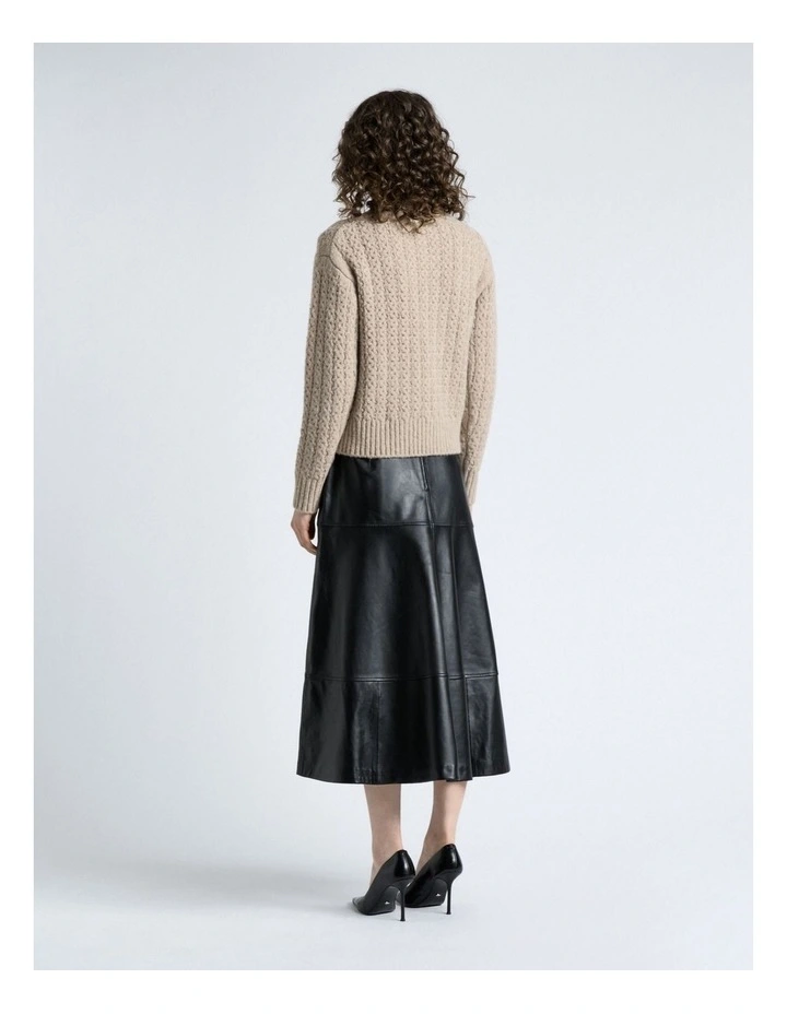 Merino Alpaca Blend Cable Turtle Neck Knit in Oatmeal image 2