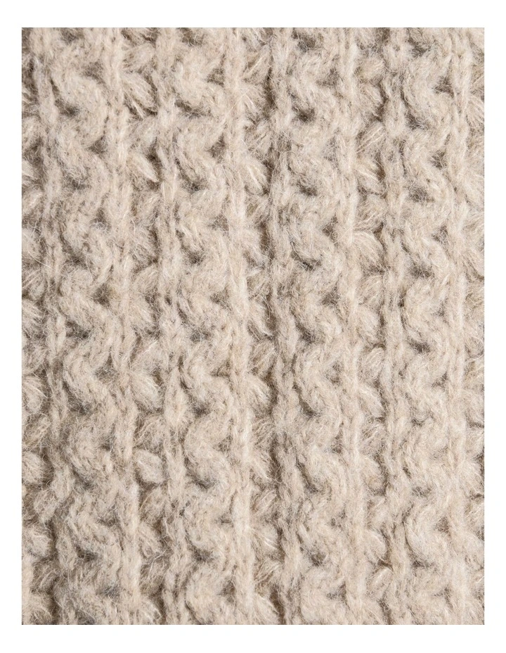 Merino Alpaca Blend Cable Turtle Neck Knit in Oatmeal image 3