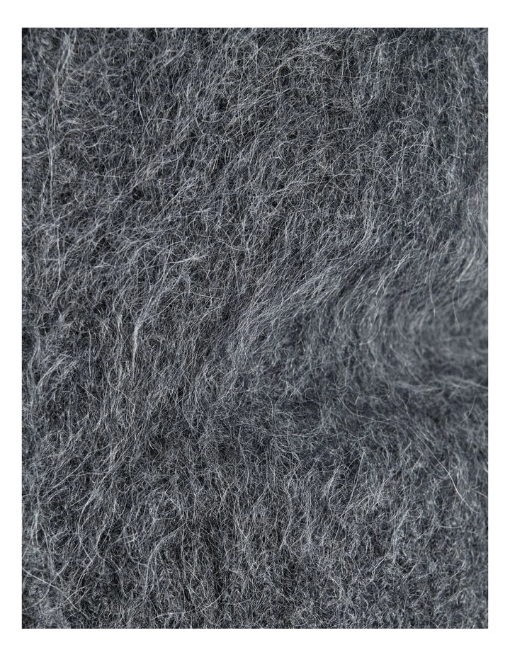Brushed Alpaca Blend Knit Zip Jacket in Charcoal image 3