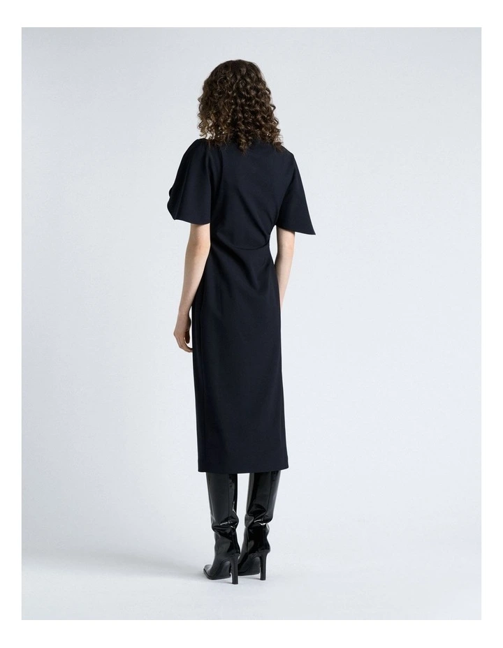 Crepe Draped Neck Midi Dress image 2