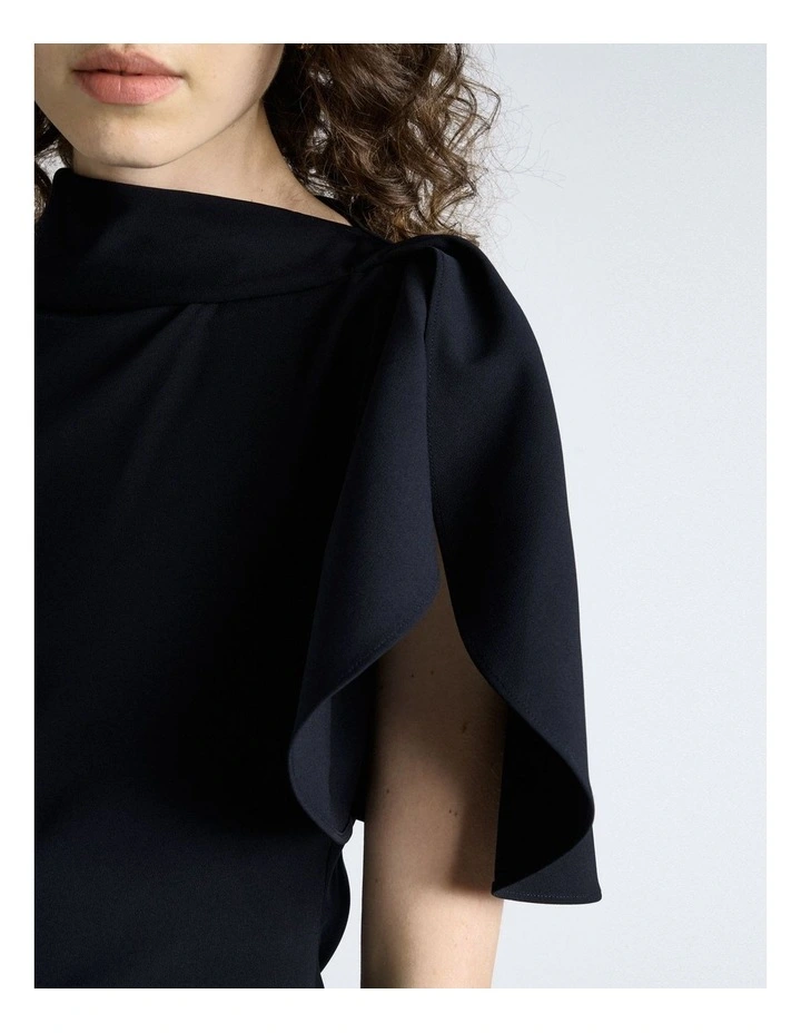 Crepe Draped Neck Midi Dress image 4