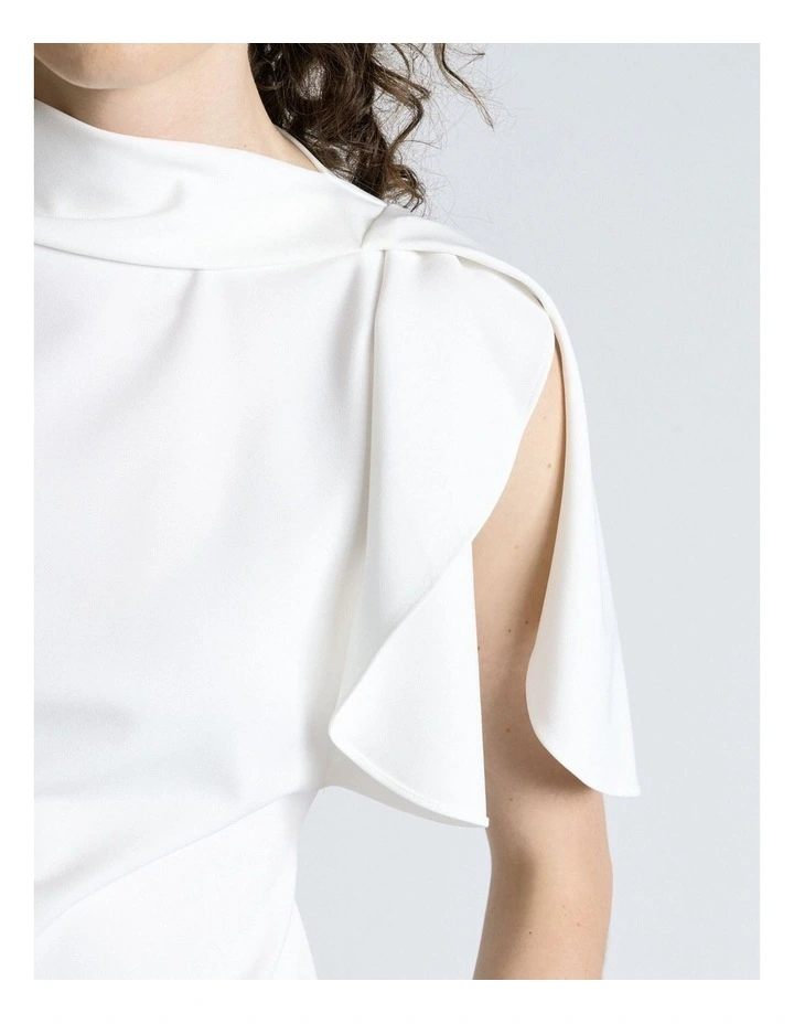 Crepe Draped Neck Top in Ivory image 3