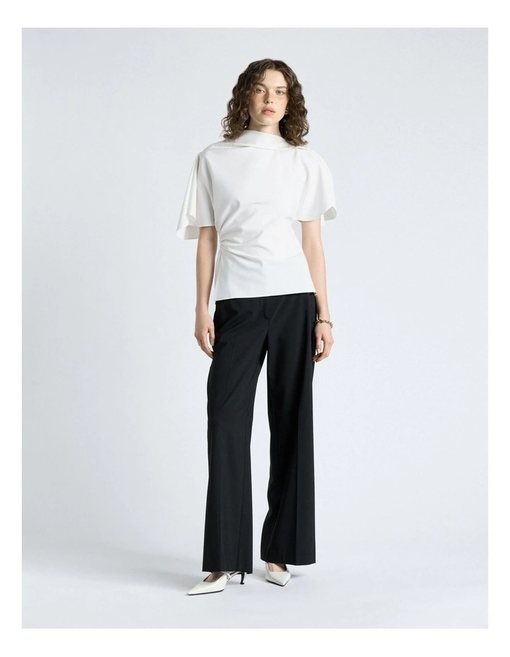 Crepe Draped Neck Top in Ivory image 4