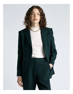 Double Weave Blazer in Jade