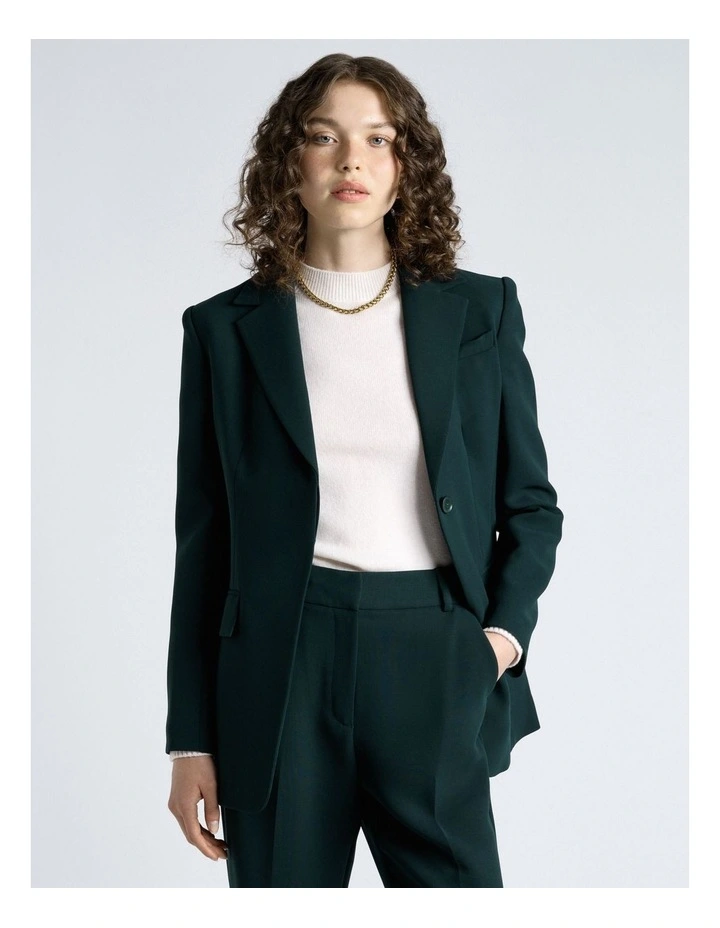 Double Weave Blazer in Jade image 1