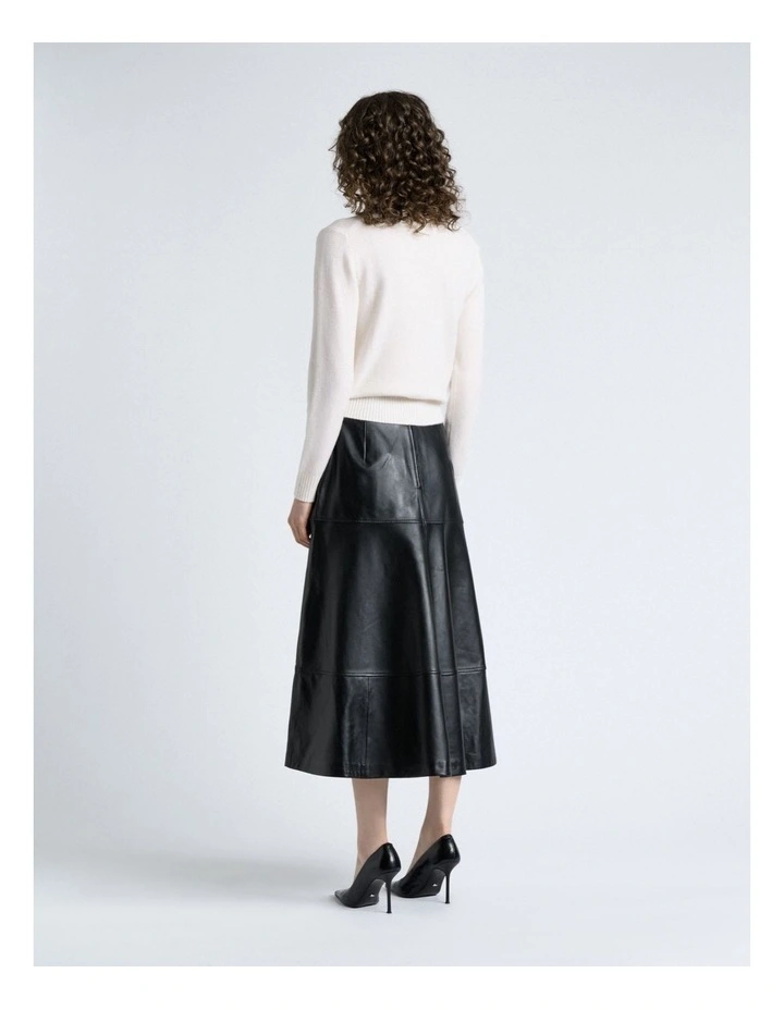 Merino Cashmere Blend Mock Neck Knit Jumper in Cream image 2