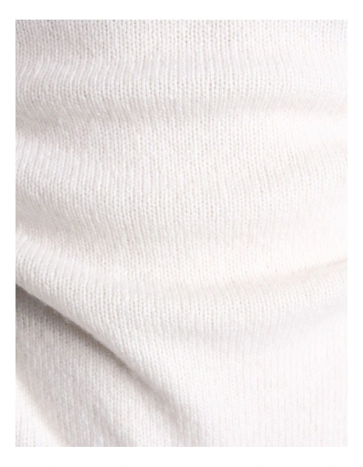 Merino Cashmere Blend Mock Neck Knit Jumper in Cream image 3