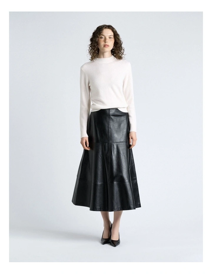 Merino Cashmere Blend Mock Neck Knit Jumper in Cream image 4