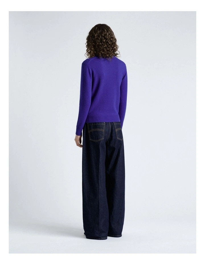 Merino Cashmere Blend Mock Neck Knit in Blue image 2
