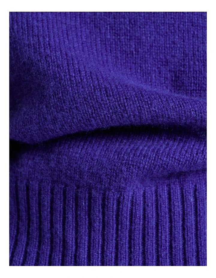 Merino Cashmere Blend Mock Neck Knit in Blue image 3