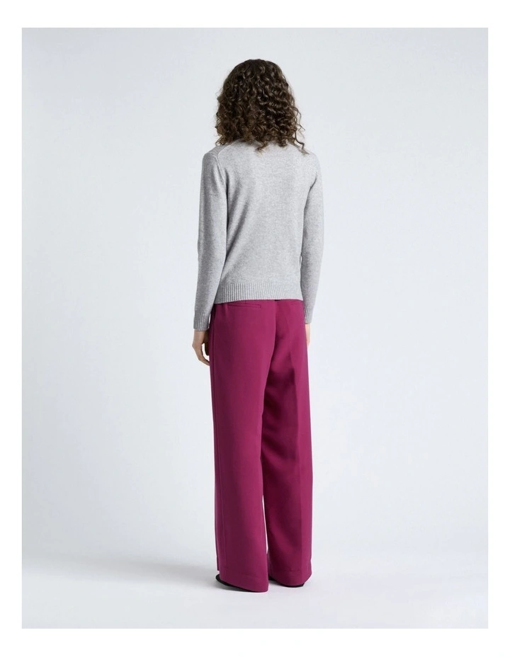 Merino Cashmere Blend Mock Neck Knit in Light Grey Melange image 2