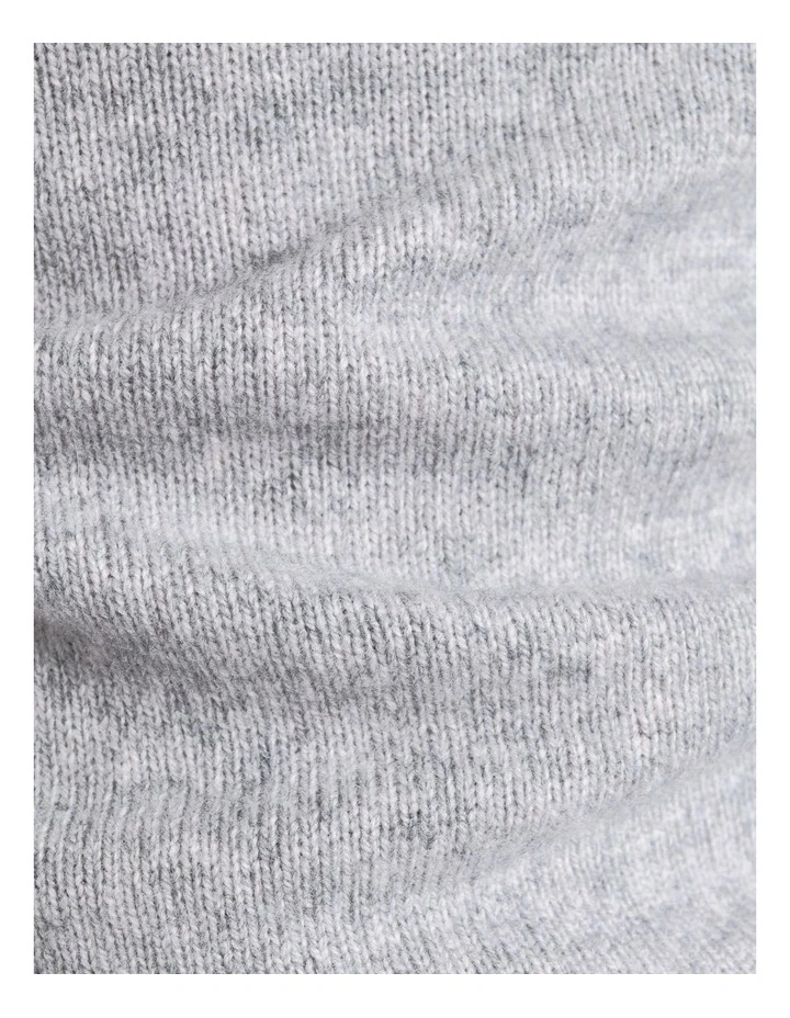 Merino Cashmere Blend Mock Neck Knit in Light Grey Melange image 3