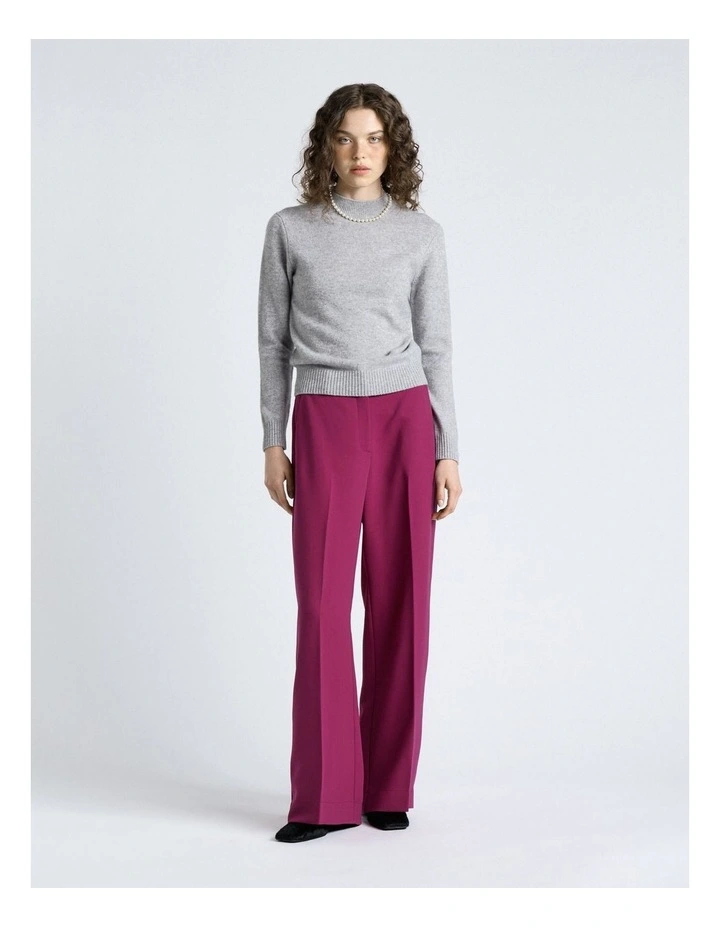 Merino Cashmere Blend Mock Neck Knit in Light Grey Melange image 4