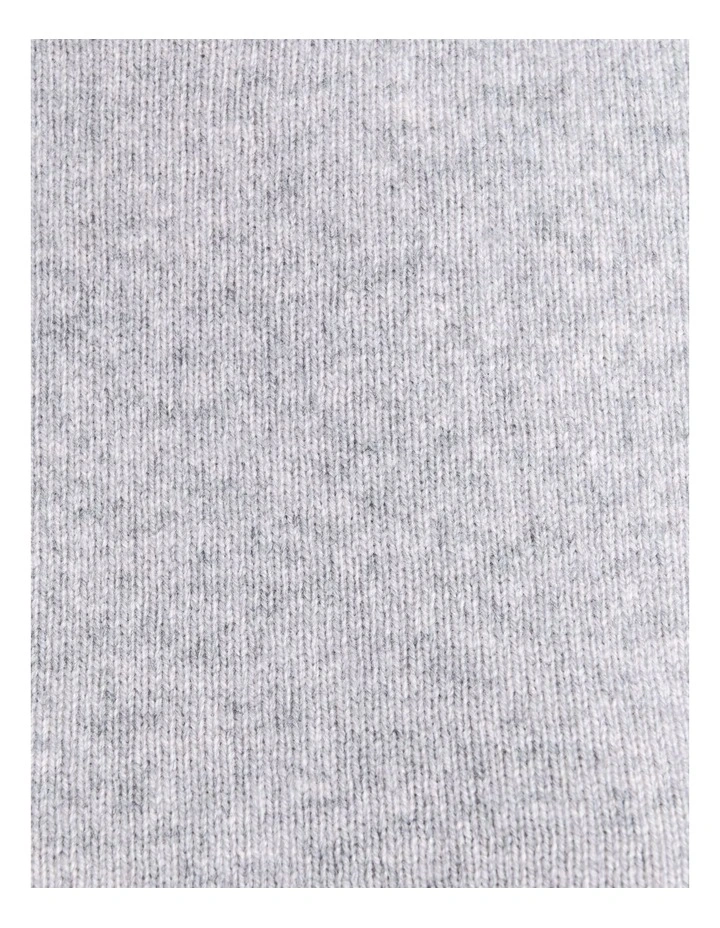 Merino Cashmere Blend Mock Neck Short Sleeve Knit Jumper in Light Grey Melange image 4