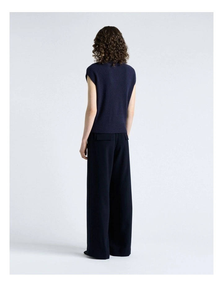 Wool Turtle Neck Cap Sleeve Knit in Ink image 2