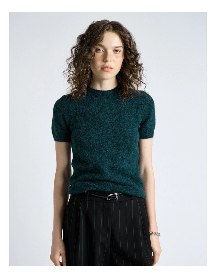 Brushed Alpaca Wool Blend Short Sleeve Tee image 1