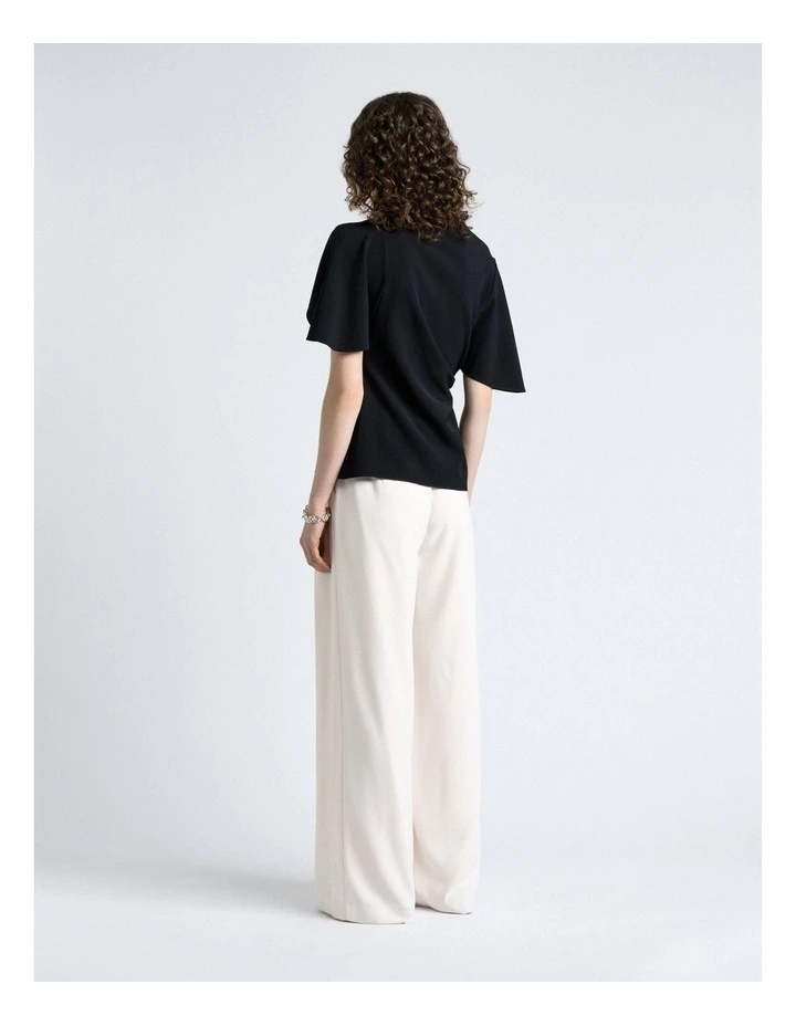 Crepe Draped Neck Top in Black image 2