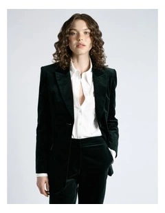 Jade Stretch Velvet Hourglass Blazer