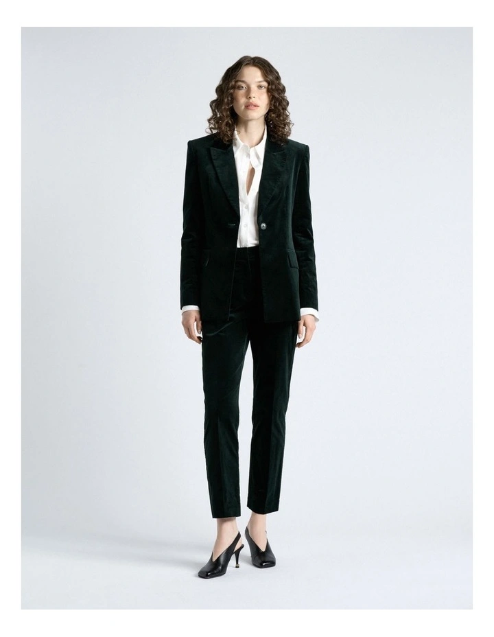 Jade Stretch Velvet Hourglass Blazer image 3