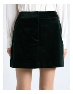 Jade Stretch Velvet Mini Skirt