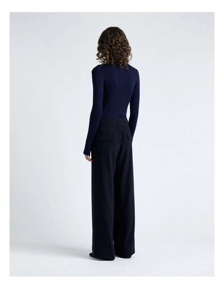 Crepe Wide Leg Pant in Dark Ink image 2