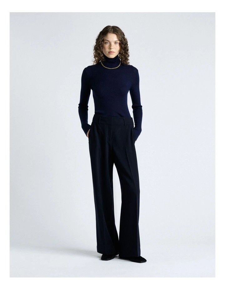 Crepe Wide Leg Pant in Dark Ink image 3
