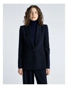 Crepe Tailored Blazer in Dark Ink