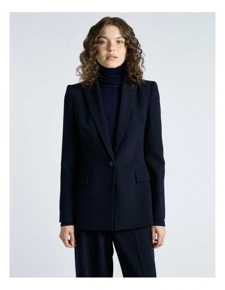 Crepe Tailored Blazer in Dark Ink image 1