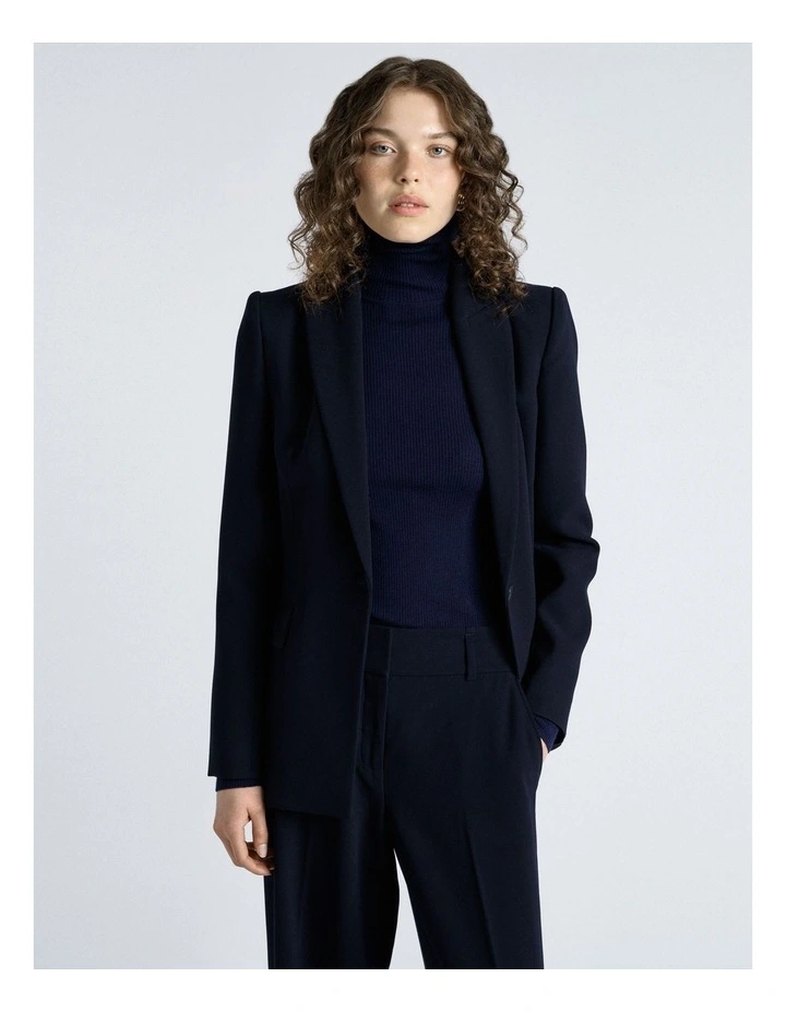 Crepe Tailored Blazer in Dark Ink image 4