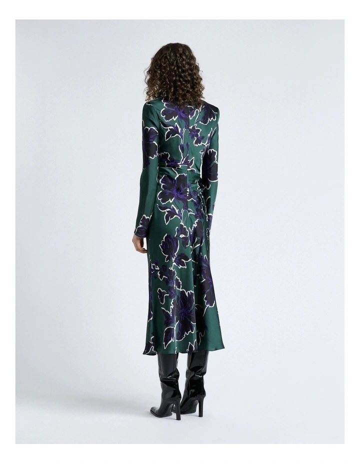 Fern Brushwork Floral Gathered Midi Dress image 2