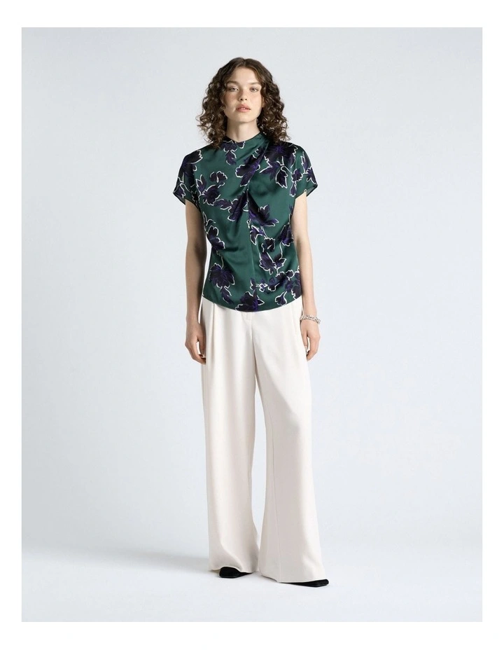 Brushwork Floral Twist Neck Top image 3