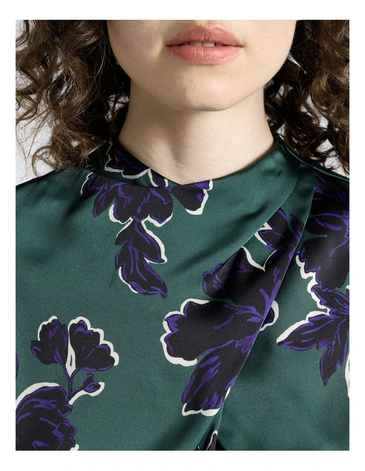 Brushwork Floral Twist Neck Top image 4