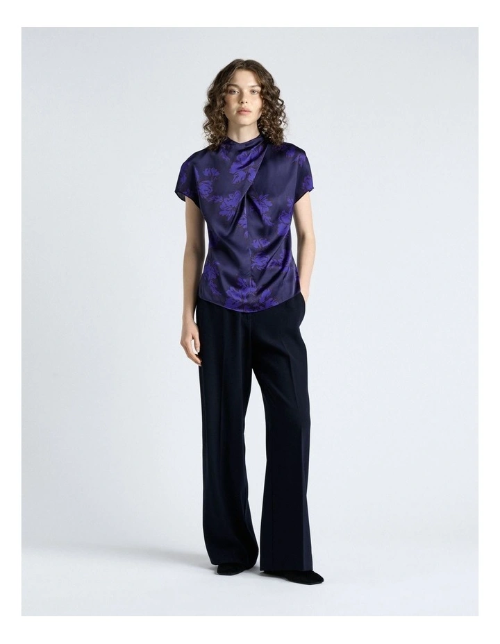 Brushwork Floral Twist Neck Top image 3