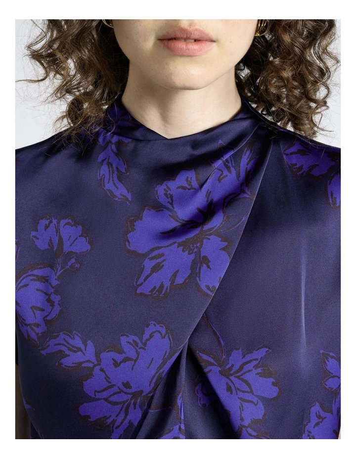 Brushwork Floral Twist Neck Top image 4