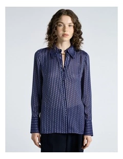 Burnout Textured Stripe Shirt