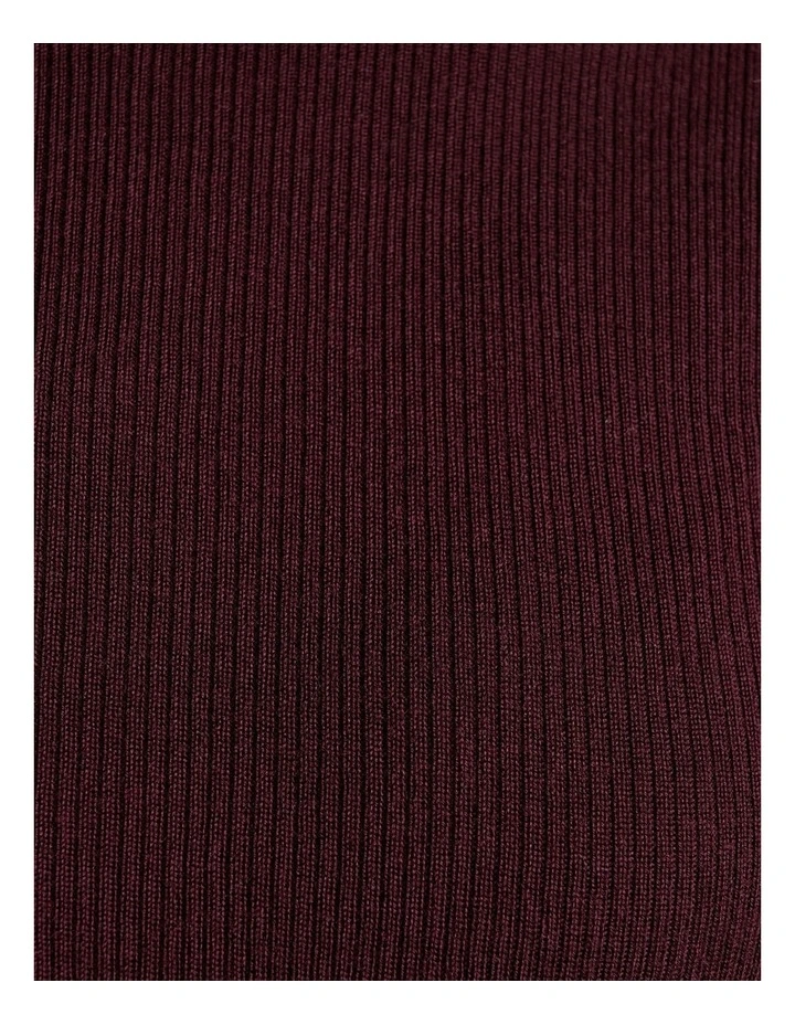 Merino Turtle Neck Ribbed Knit in Wine image 3