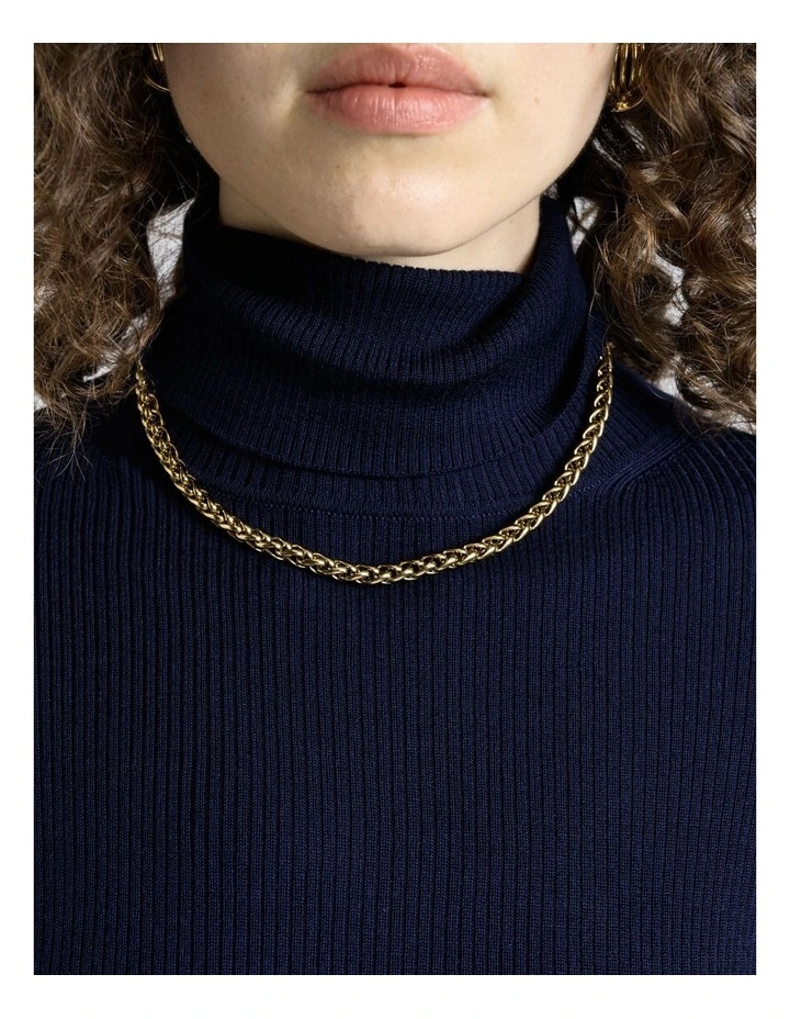 Merino Turtle Neck Ribbed Knit Jumpers in Blue image 3