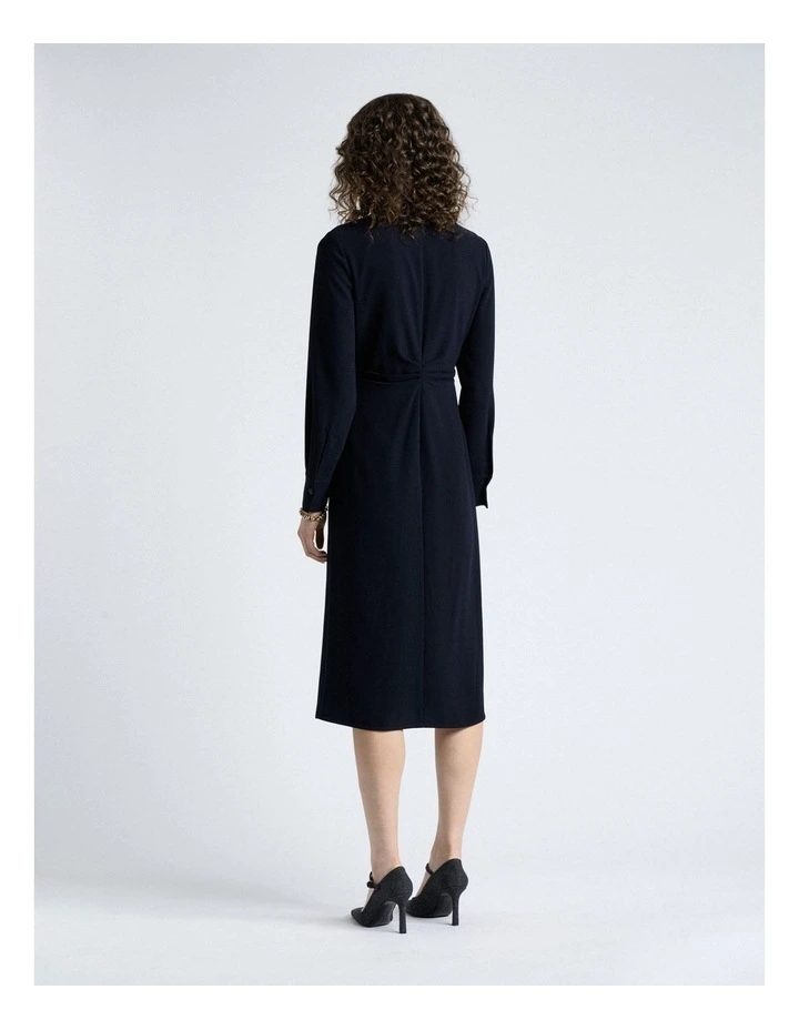 Dark Ink Crepe Ruched Shirt Dress image 2