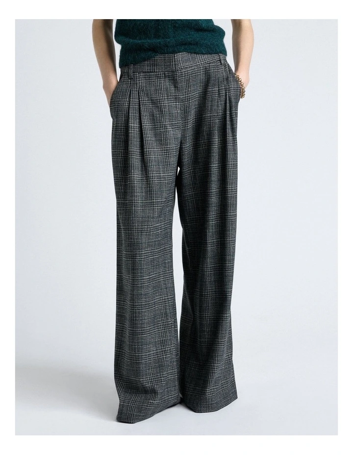Fine Plaid Pleat Wide Leg Pant image 1