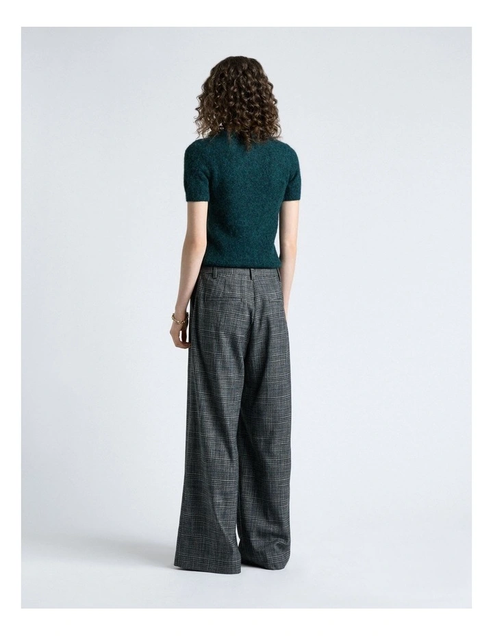 Fine Plaid Pleat Wide Leg Pant image 2