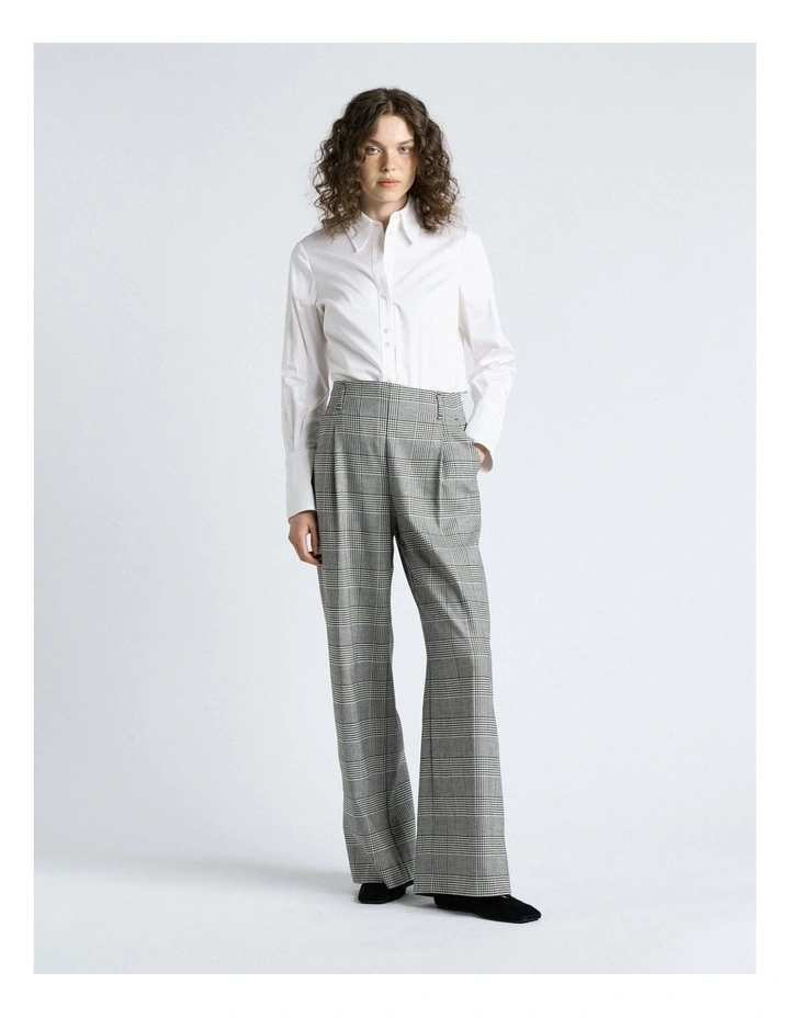 Topstitched Cotton Shirt in White image 4