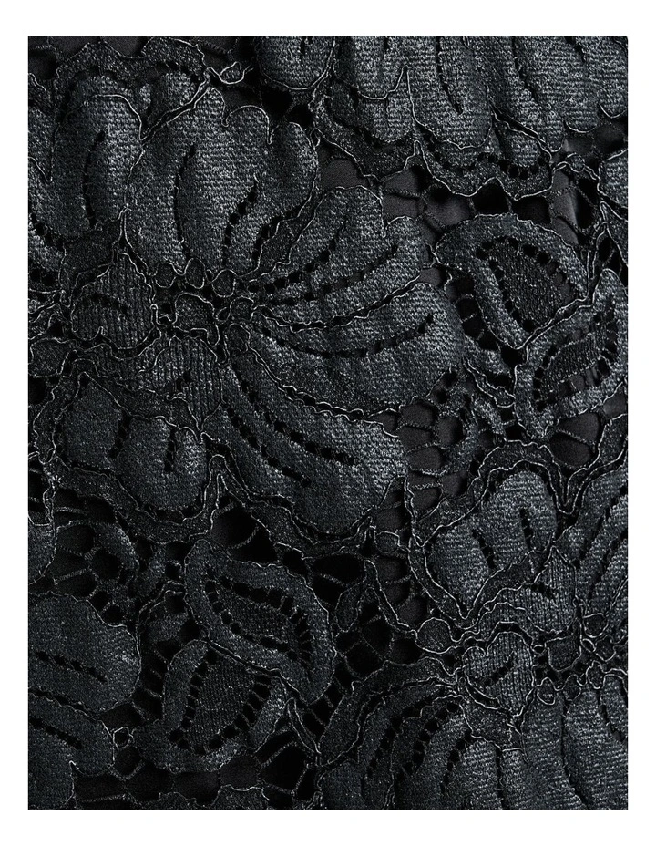European Coated Lace Column Dress in Black image 3
