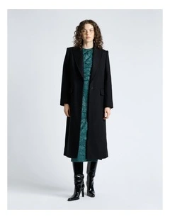Italian Soft Wool Blend Coat in Black